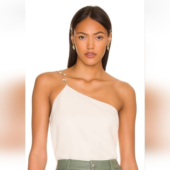 Cami NYC Tilda Linen Cami in  Ceramic Cream Size XXS One Shoulder Beaded NWT - Picture 2 of 13